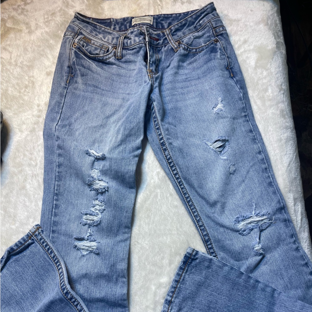 Aeropostale light blue denim low rise flare jeans